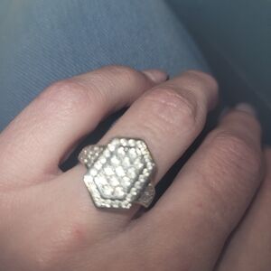 Elegant Silver Hexagon Ring